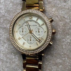Michael Kors gold diamond studded watch